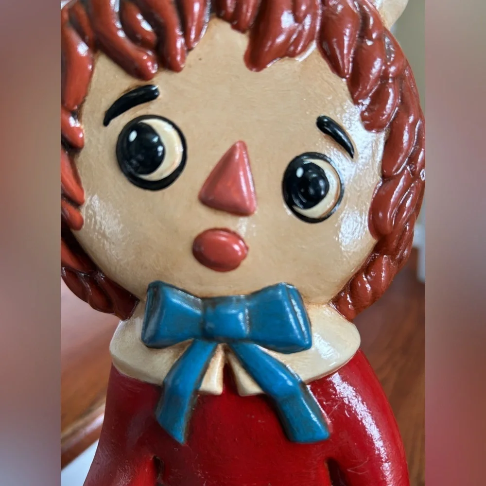 Vintage Raggedy Andy Ceramic Statue 1970s Hand-Painted Figurine 12